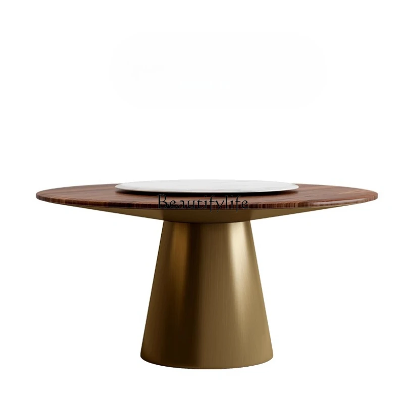 Italian light luxury North American black walnut all solid wood dining table marble turntable dining table 
Italian light luxury North American black walnut all solid wood dining table marble turntable dining table