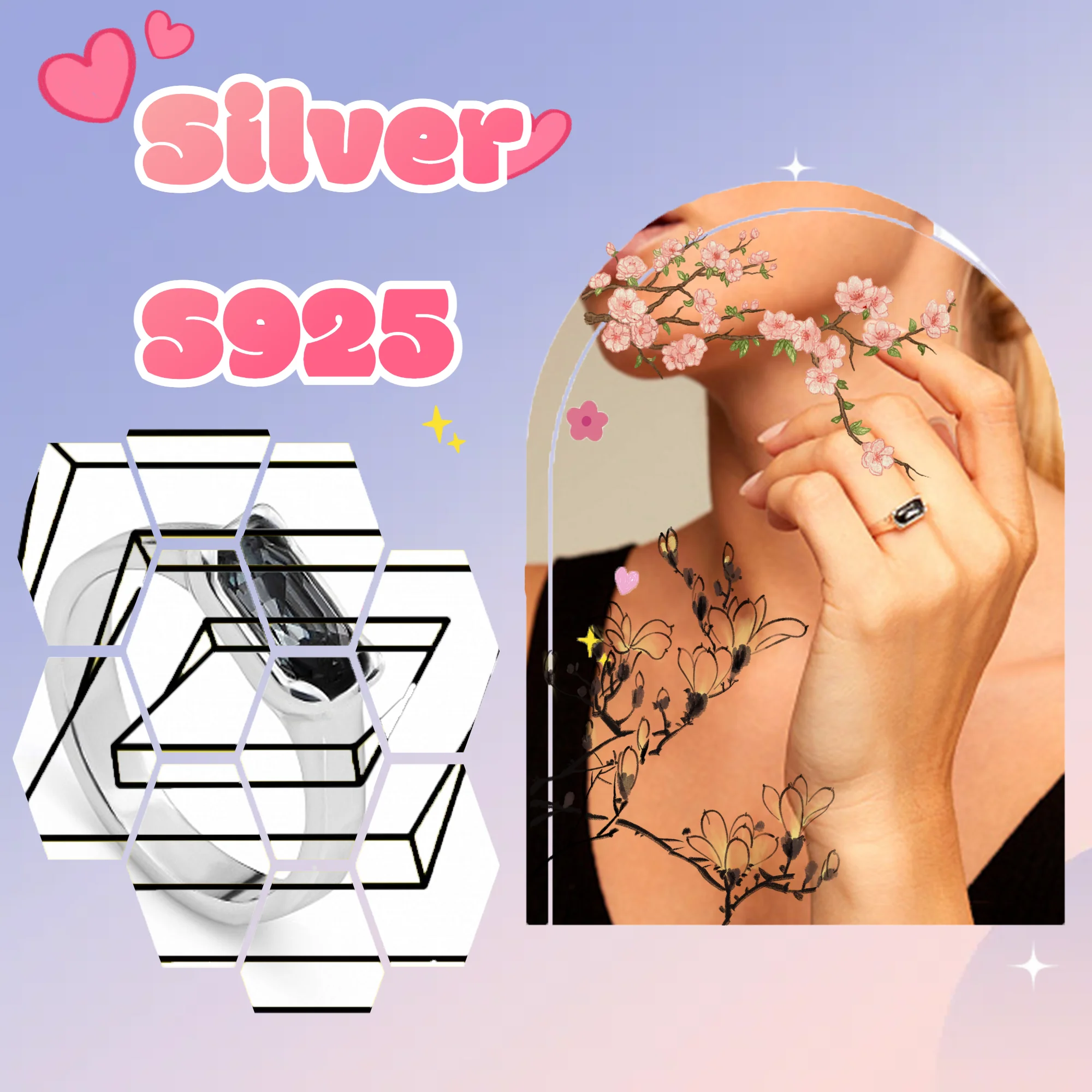 S925 pure silver no50 women's jewelry, Spanish hollow rectangular inlaid fashionable ring, give your girlfriend a luxurious gift
S925 pure silver no50 women's jewelry, Spanish hollow rectangular inlaid fashionable ring, give your girlfriend a luxurious gift