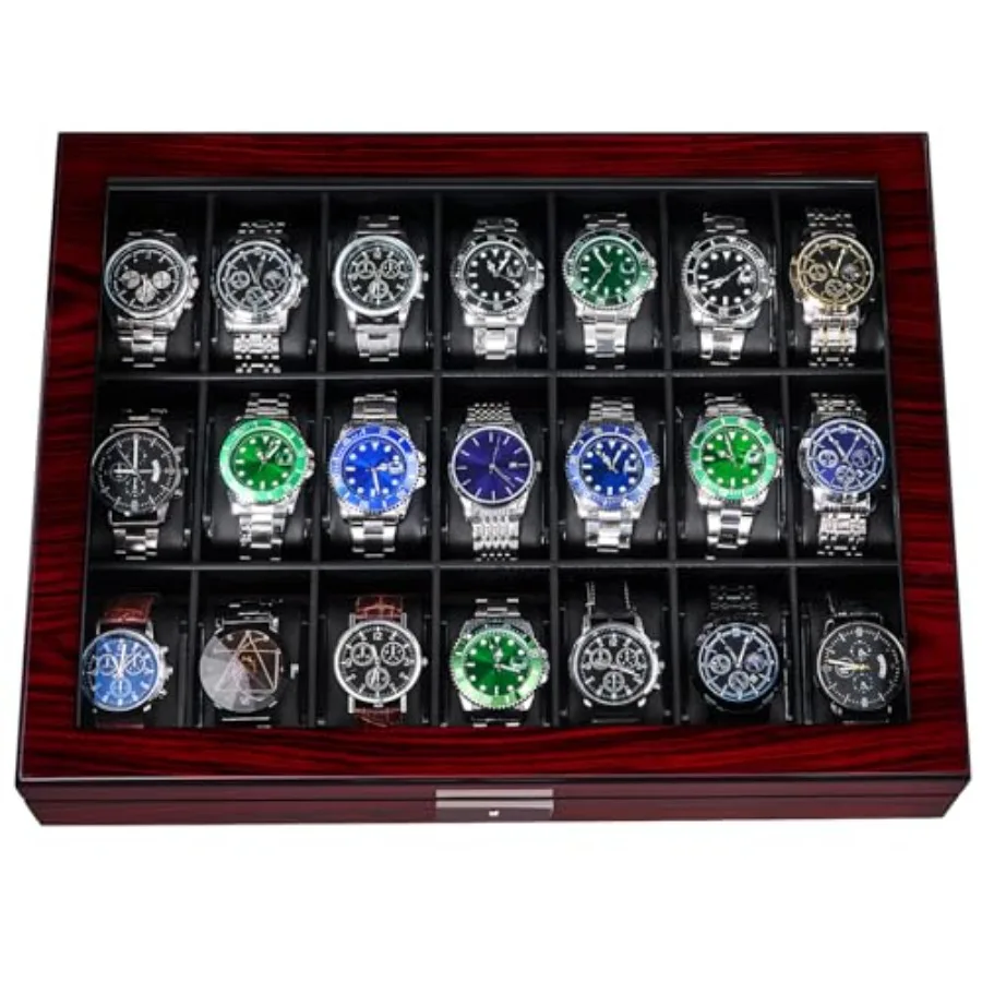 21 Slot Watch Cases for Men Watch Box with Large Glass Lid Lockable Wood Watch Display Case Watch Organizer Giftable Elegant Wa
21 Slot Watch Cases for Men Watch Box with Large Glass Lid Lockable Wood Watch Display Case Watch Organizer Giftable Elegant Wa