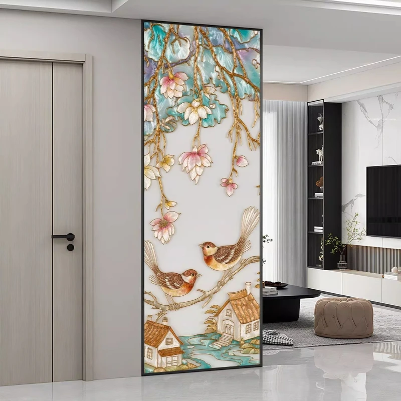 Modern simple handmade silk enamel color art glass entrance painting living room screen partition bedroom block
Modern simple handmade silk enamel color art glass entrance painting living room screen partition bedroom block