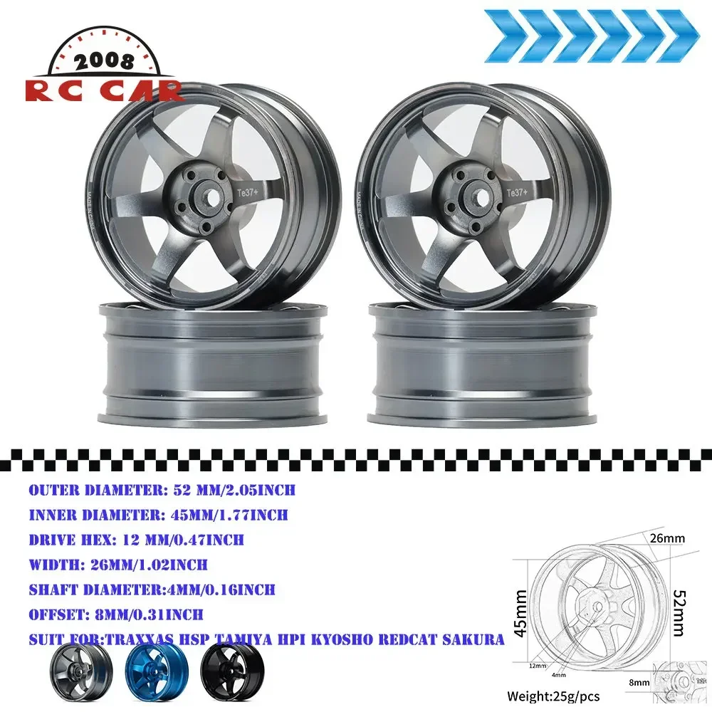 4PCS Alloy 12mm Drive Hex 52mm Wheel Rim Hub Tyre For RC CAR 1/10 on-Road Drift Traxxas HSP Tamiya HPI Kyosho RedCat SAKURA
4PCS Alloy 12mm Drive Hex 52mm Wheel Rim Hub Tyre For RC CAR 1/10 on-Road Drift Traxxas HSP Tamiya HPI Kyosho RedCat SAKURA