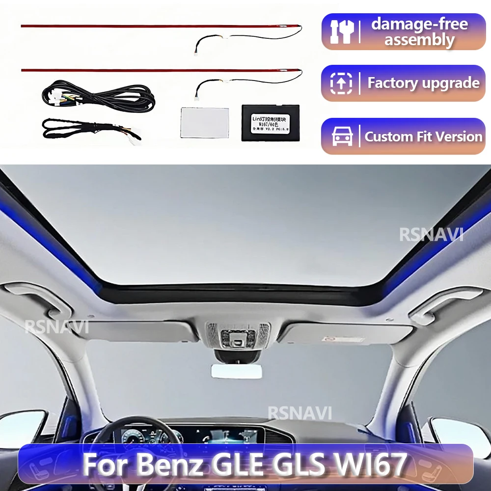 RGB color streamer For Benz GLE GLS W167 GLE53 GLS63 2020 - 2025 64 Colour LED Roof Ambient Light Car Roof Panoramic Skylight
RGB color streamer For Benz GLE GLS W167 GLE53 GLS63 2020 - 2025 64 Colour LED Roof Ambient Light Car Roof Panoramic Skylight