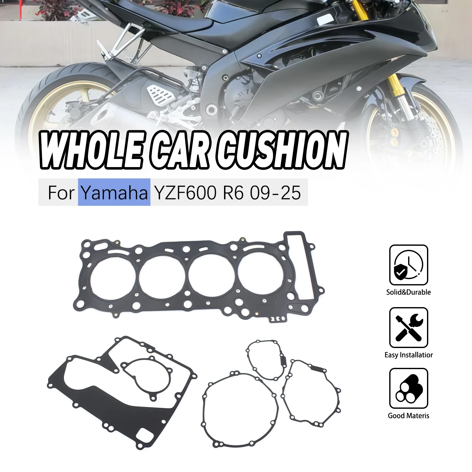 Комплект прокладок головки блока цилиндров и крышки картера для мотоциклов Yamaha YZFR6 YZF-R6 2009-2013, 2014, 2015, 2016-2025
Комплект прокладок головки блока цилиндров и крышки картера для мотоциклов Yamaha YZFR6 YZF-R6 2009-2013, 2014, 2015, 2016-2025