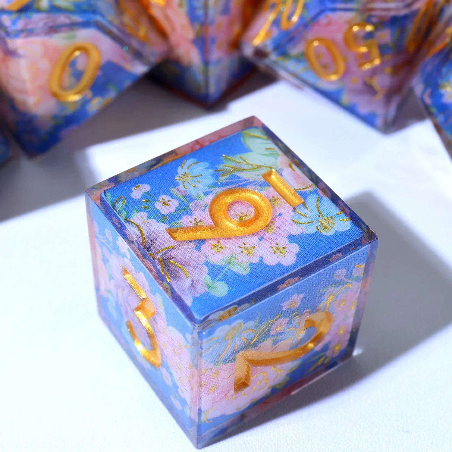 Floral Fantasy Polyhedral DND Dice - Full Cover Blossoms & Blue Sky Resin RPG Set for Board Games & Role Playing-F33
Floral Fantasy Polyhedral DND Dice - Full Cover Blossoms & Blue Sky Resin RPG Set for Board Games & Role Playing-F33