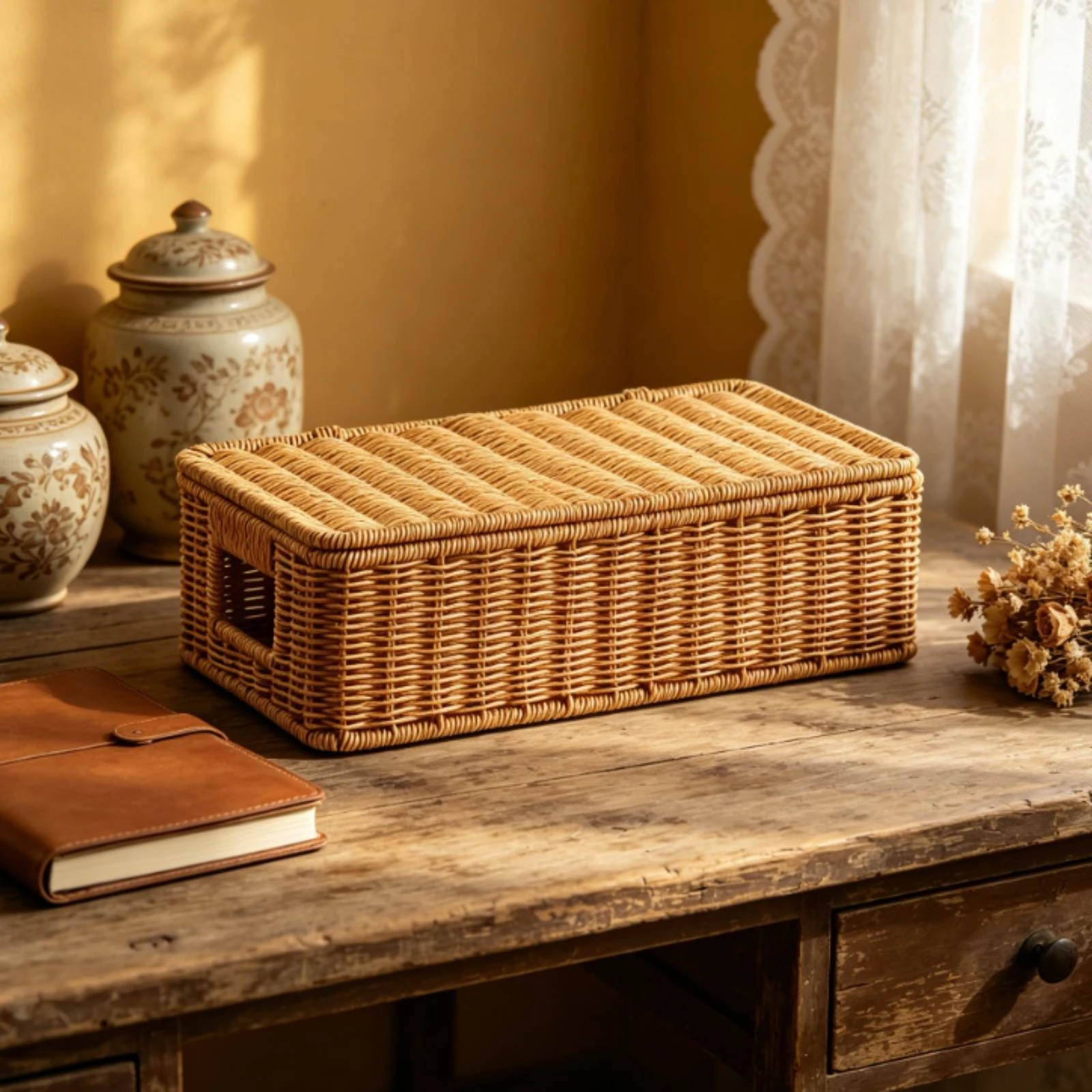Rattan Storage Box with Lid Decorative Rattan Storage Box Lidded Wicker Basket Multi-Purpose Natural Wicker Organizer
Rattan Storage Box with Lid Decorative Rattan Storage Box Lidded Wicker Basket Multi-Purpose Natural Wicker Organizer
