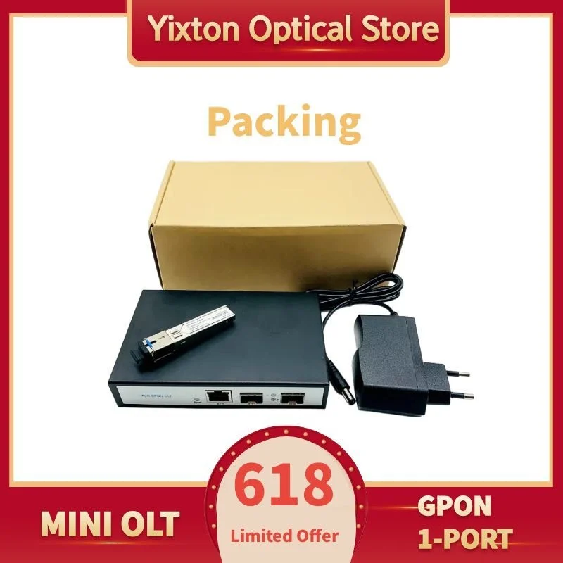 618 Exclusive 1-Port GPON Mini OLT optical line terminal with 9dB SFP DC 12V 1.5A for FTTH Network Cable Connection 128onus
618 Exclusive 1-Port GPON Mini OLT optical line terminal with 9dB SFP DC 12V 1.5A for FTTH Network Cable Connection 128onus