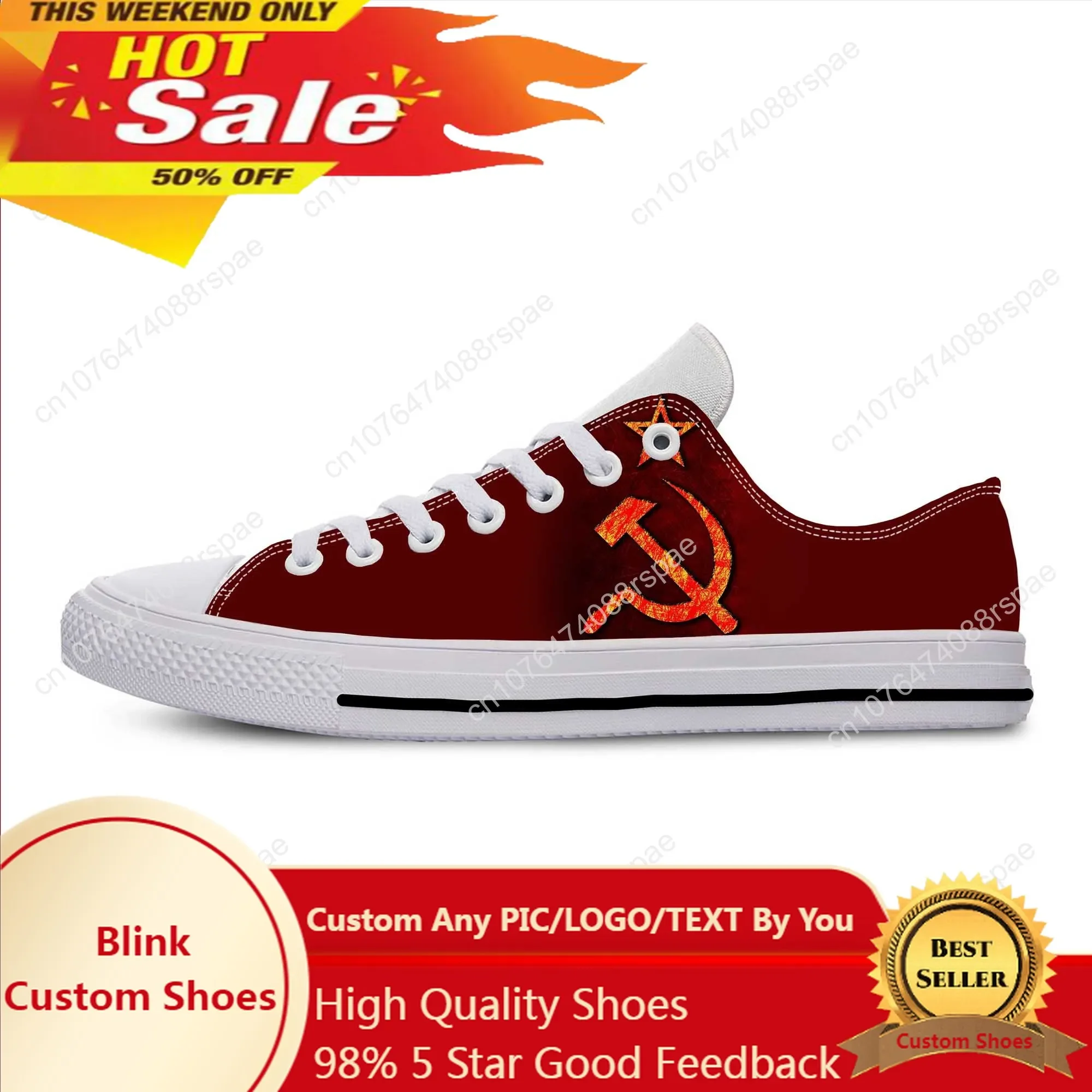 Soviet Union CCCP USSR Flag Russia Hammer Sickle Casual Cloth Shoes Low Top Comfortable Breathable 3D Print Men Women Sneakers
Soviet Union CCCP USSR Flag Russia Hammer Sickle Casual Cloth Shoes Low Top Comfortable Breathable 3D Print Men Women Sneakers