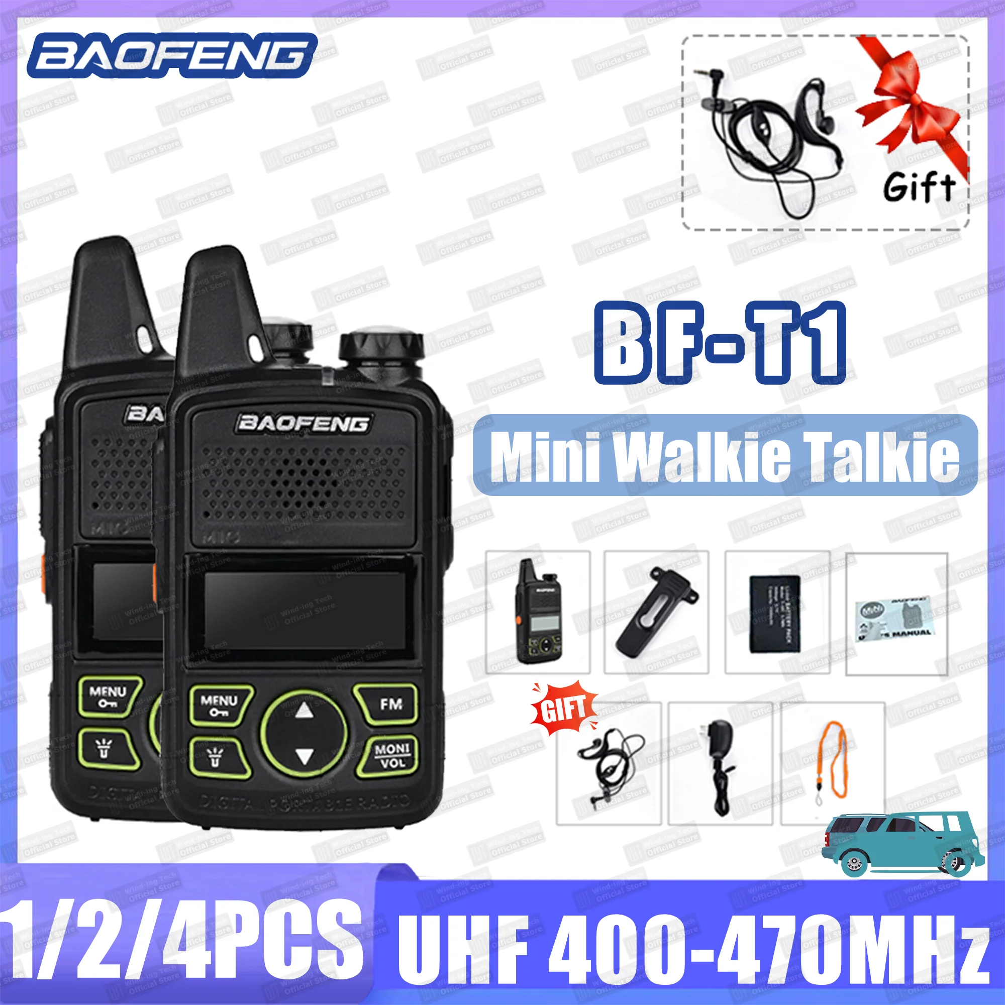 1/2/4PCS Baofeng BF-T1 Mini Walkie Talkie UHF 400-470Mhz USB Charger Portable Two Way Radio 1500mah 20Channels Suitable for Team
1/2/4PCS Baofeng BF-T1 Mini Walkie Talkie UHF 400-470Mhz USB Charger Portable Two Way Radio 1500mah 20Channels Suitable for Team