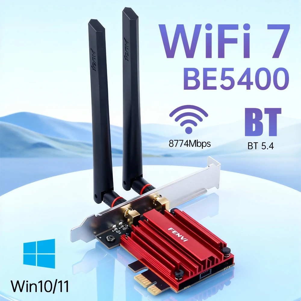 FENVI WIFI 7 FV-BE5400 Трехдиапазонная 6G/5G/2,4 ГГц 802.11be Bluetooth 5,4 MT7925 PCIE Беспроводная Wi-Fi-карта для Win10/11 ПК Настольный ПК
FENVI WIFI 7 FV-BE5400 Трехдиапазонная 6G/5G/2,4 ГГц 802.11be Bluetooth 5,4 MT7925 PCIE Беспроводная Wi-Fi-карта для Win10/11 ПК Настольный ПК
