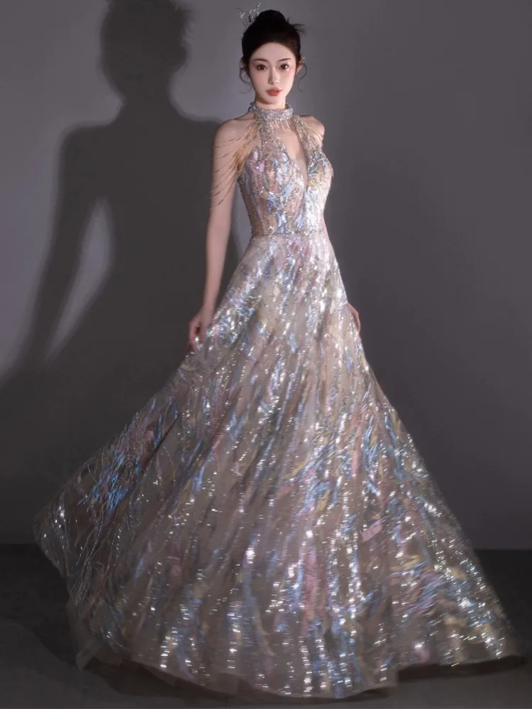 Элитное вечернее платье с пайетками, роскошное, для свадьбы, дня рождения, выступлений, корейский стиль, длинное
Элитное вечернее платье с пайетками, роскошное, для свадьбы, дня рождения, выступлений, корейский стиль, длинное