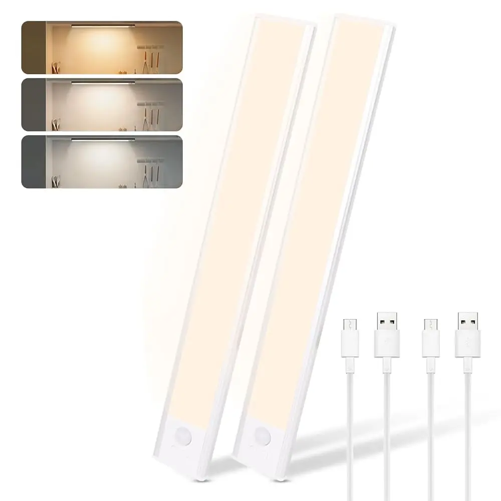 2 Packs Under Cabinet Lighting Motion Sensor,Wirel Led Closet Lights,Rechargeable Battery Powered Under Counter Lights,3 Color
2 Packs Under Cabinet Lighting Motion Sensor,Wirel Led Closet Lights,Rechargeable Battery Powered Under Counter Lights,3 Color