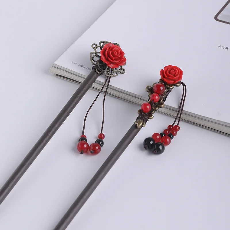 Elegant Red Flower Hairpins Ancient Chinese Style Wooden Hait Sticks Retro Tassel Hair Chopsticks For
Elegant Red Flower Hairpins Ancient Chinese Style Wooden Hait Sticks Retro Tassel Hair Chopsticks For