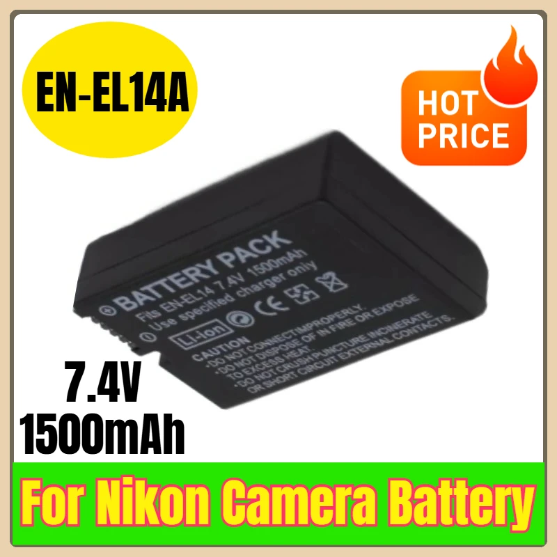 7.4V 1500mAh EN-EL14A Camera Battery for Nikon DF D5600 P7000 P7100 D3100 D3200 D3300 D3400 D5500
7.4V 1500mAh EN-EL14A Camera Battery for Nikon DF D5600 P7000 P7100 D3100 D3200 D3300 D3400 D5500