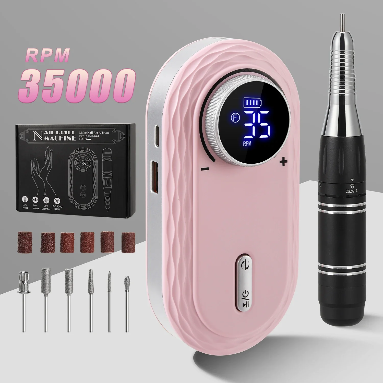 35000RPM Electric Nail Drill Machine Professional Nail Drills for Gel Nails Polish Rechargeable Portable Nail File Manicure Tool
35000RPM Electric Nail Drill Machine Professional Nail Drills for Gel Nails Polish Rechargeable Portable Nail File Manicure Tool