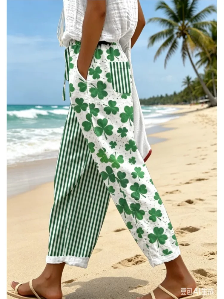 Summer Casual Pants New Women's Print Drawstring Fashion Street Versatile Casual Pants Office Womens Clothing Ankle-length Pants
Summer Casual Pants New Women's Print Drawstring Fashion Street Versatile Casual Pants Office Womens Clothing Ankle-length Pants