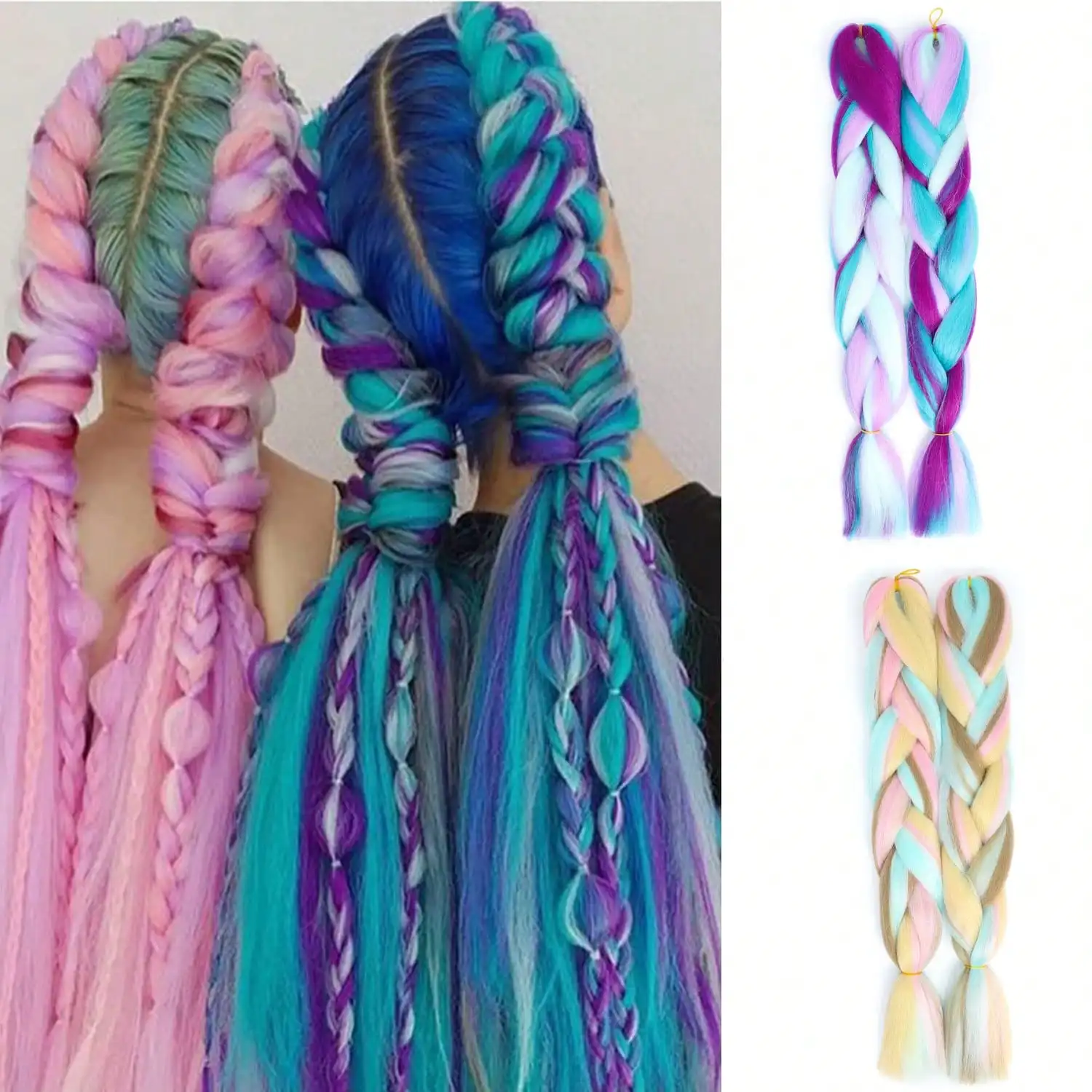Jumbo Braiding Hair Fiber Mix Four Silky Colorful Twist Braids Hair Extension 24 Inch Blue-Light Purple-Pink Synthetic Mix Braid
Jumbo Braiding Hair Fiber Mix Four Silky Colorful Twist Braids Hair Extension 24 Inch Blue-Light Purple-Pink Synthetic Mix Braid
