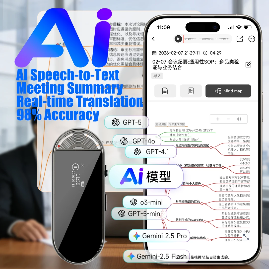 AI Smart Recorder Pen L23, 360° Omnidirectional Mic, 1.5s Real-time Translation, APP Control, for Business Meeting & Lecture
AI Smart Recorder Pen L23, 360° Omnidirectional Mic, 1.5s Real-time Translation, APP Control, for Business Meeting & Lecture
