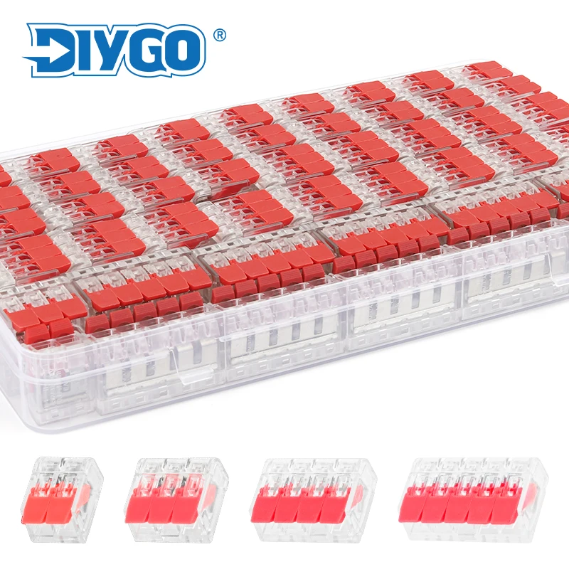25/75/76/90PCS Boxed/Bag Quick Wiring Terminal Block Red Lever Mini Compact Copper Conductor Push-in Cable Wire Connector Kit
25/75/76/90PCS Boxed/Bag Quick Wiring Terminal Block Red Lever Mini Compact Copper Conductor Push-in Cable Wire Connector Kit