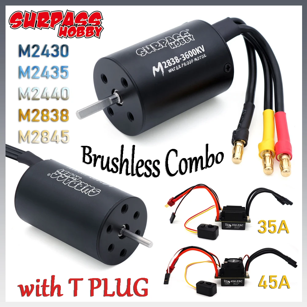 SURPASS HOBBY M2430 M2435 M2440 M2838 M2845 Waterproof Motor w/35A 45A ESC Brushless Combo for Wtloys 1/12 1/14 1/16 1/18 RC Car
SURPASS HOBBY M2430 M2435 M2440 M2838 M2845 Waterproof Motor w/35A 45A ESC Brushless Combo for Wtloys 1/12 1/14 1/16 1/18 RC Car