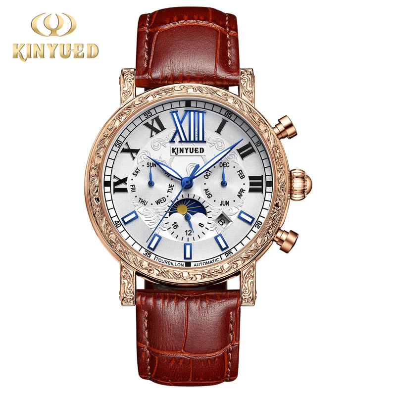 KINYUED брендовые модные механические часы мужские роскошные кожаные ремешки водостойкие автоматические часы с датой недели мужские часы с фазой Луны
KINYUED брендовые модные механические часы мужские роскошные кожаные ремешки водостойкие автоматические часы с датой недели мужские часы с фазой Луны