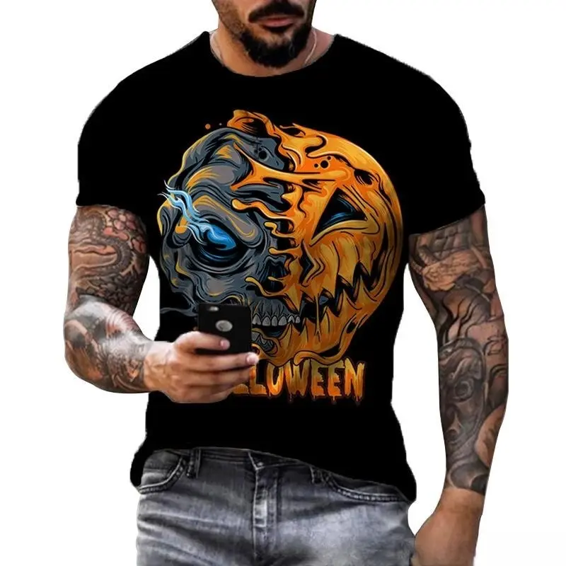 Halloween Men's T-Shirt 3D Pumpkin Head Printing Short Sleeve Tops Fashion Ghost Pullover Graphic Gothic Oversized Men Clothing 
Halloween Men's T-Shirt 3D Pumpkin Head Printing Short Sleeve Tops Fashion Ghost Pullover Graphic Gothic Oversized Men Clothing