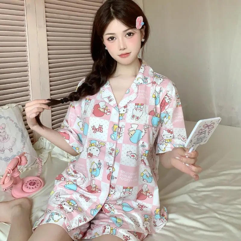 Hot Summer Cardigan Pajamas Set Short Sleeve Shorts Cotton Women Homewear Outwear New 2026 Korean Style Fashion
Hot Summer Cardigan Pajamas Set Short Sleeve Shorts Cotton Women Homewear Outwear New 2026 Korean Style Fashion