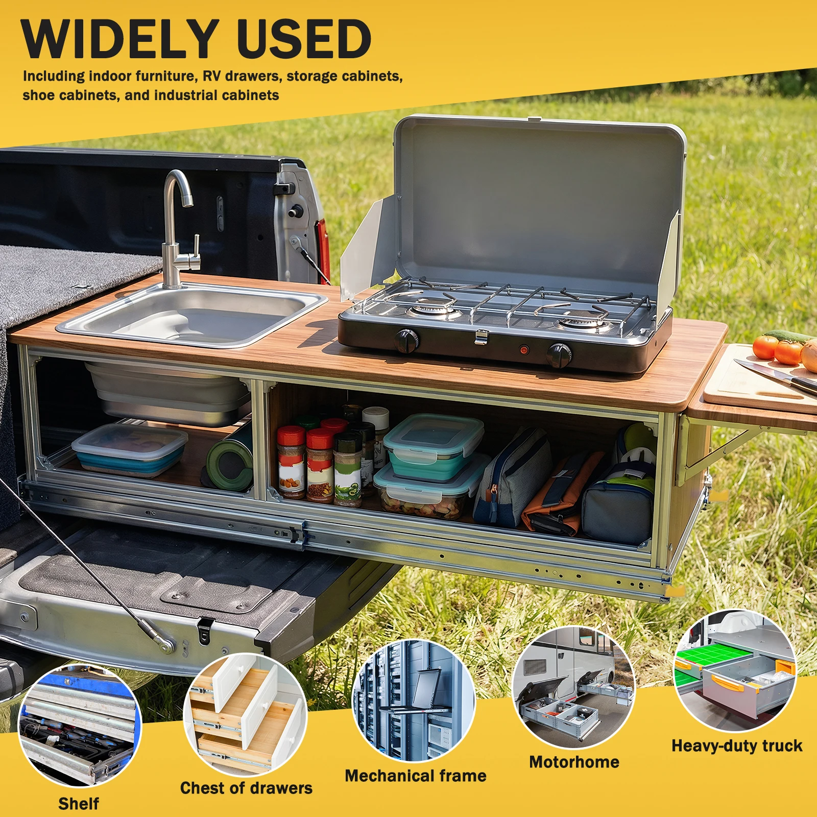 1 pair of 500 lb heavy-duty drawer slides with locks 72 inches 1800-3600mm. (72)
1 pair of 500 lb heavy-duty drawer slides with locks 72 inches 1800-3600mm. (72)