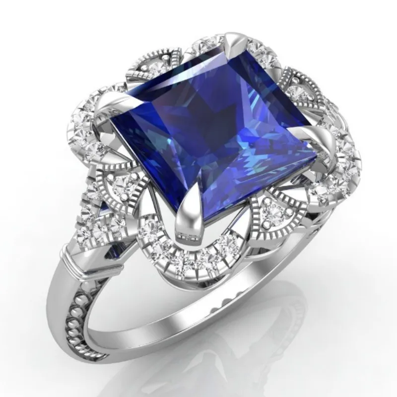 Set with square blue zircon ring, suitable for women's fashion OL accessories, daily vacation wear jewelry
Set with square blue zircon ring, suitable for women's fashion OL accessories, daily vacation wear jewelry