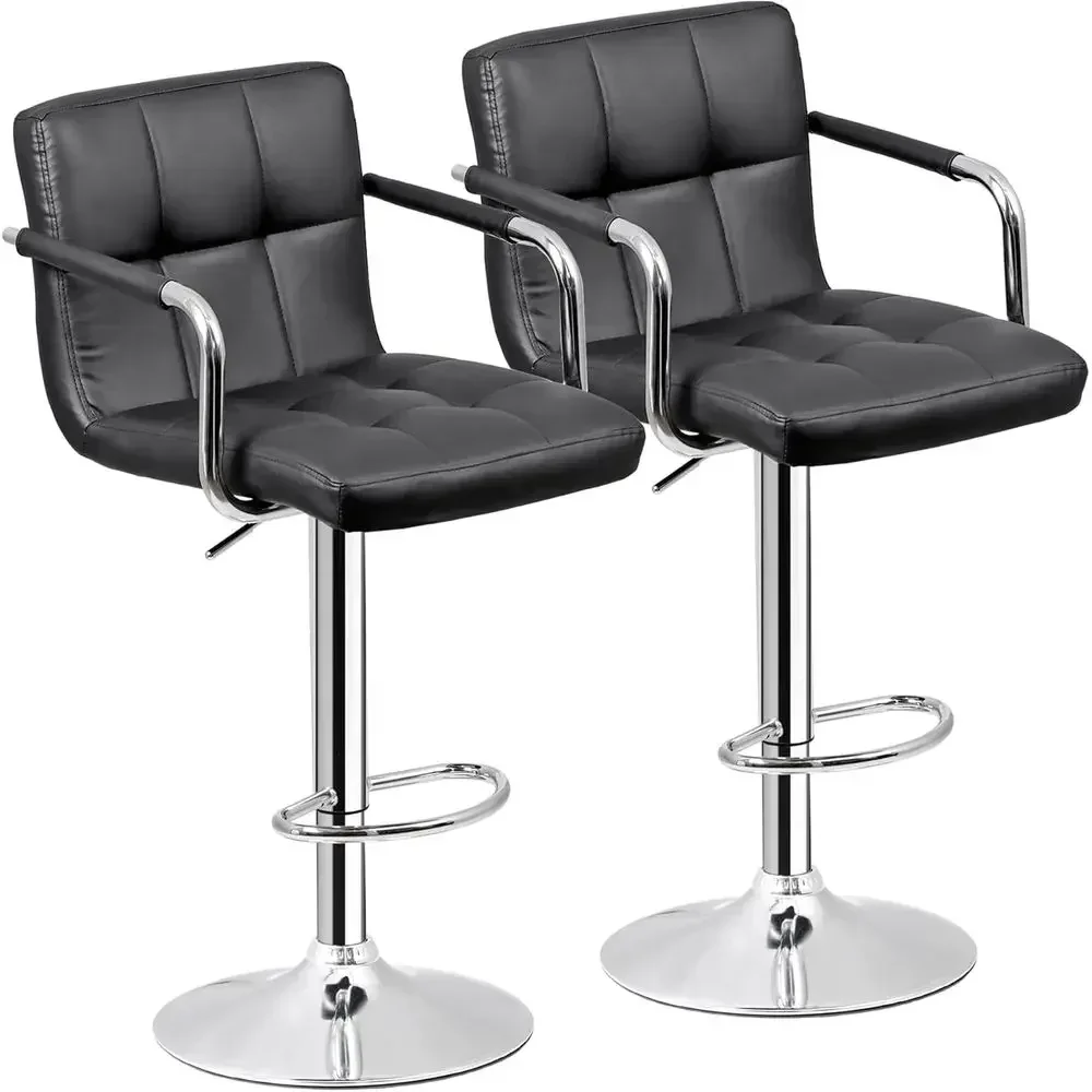 Adjustable Swivel Bar Stools Set of 2, PU Leather with Backrest and Armrests, Ideal for Counter Height, Black
Adjustable Swivel Bar Stools Set of 2, PU Leather with Backrest and Armrests, Ideal for Counter Height, Black