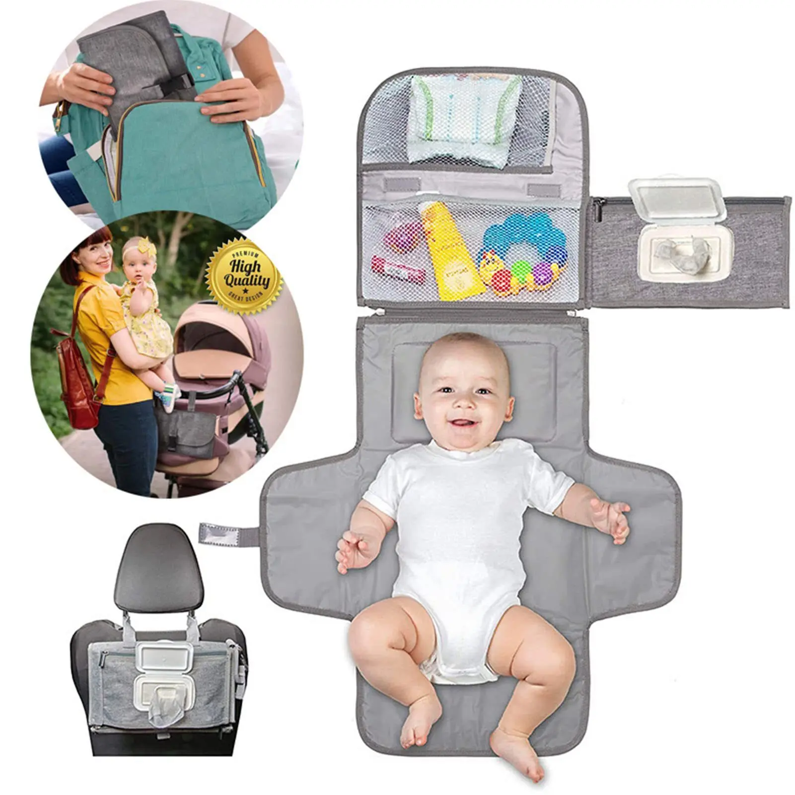 Wear-resistant Oxford cloth baby diaper changing pad, foldable, waterproof, portable children's stroller suspension handbag
Wear-resistant Oxford cloth baby diaper changing pad, foldable, waterproof, portable children's stroller suspension handbag