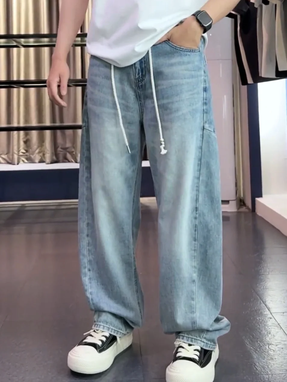 Men's Summer Vintage Street Style Thin Washed Ice Blue Knife Jeans Breathable Half Elastic Versatile Straight Leg Pants
Men's Summer Vintage Street Style Thin Washed Ice Blue Knife Jeans Breathable Half Elastic Versatile Straight Leg Pants