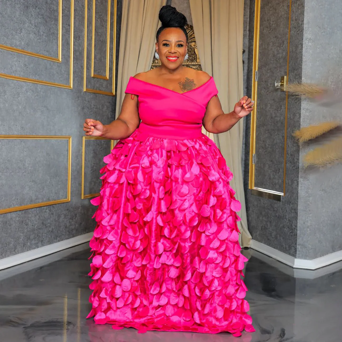 Elegant Plus Size Dress for Women Off the Shouldet 3D Floral A-Line Party Wedding Guesr Cocktail African Maxi Dresses 2025
Elegant Plus Size Dress for Women Off the Shouldet 3D Floral A-Line Party Wedding Guesr Cocktail African Maxi Dresses 2025
