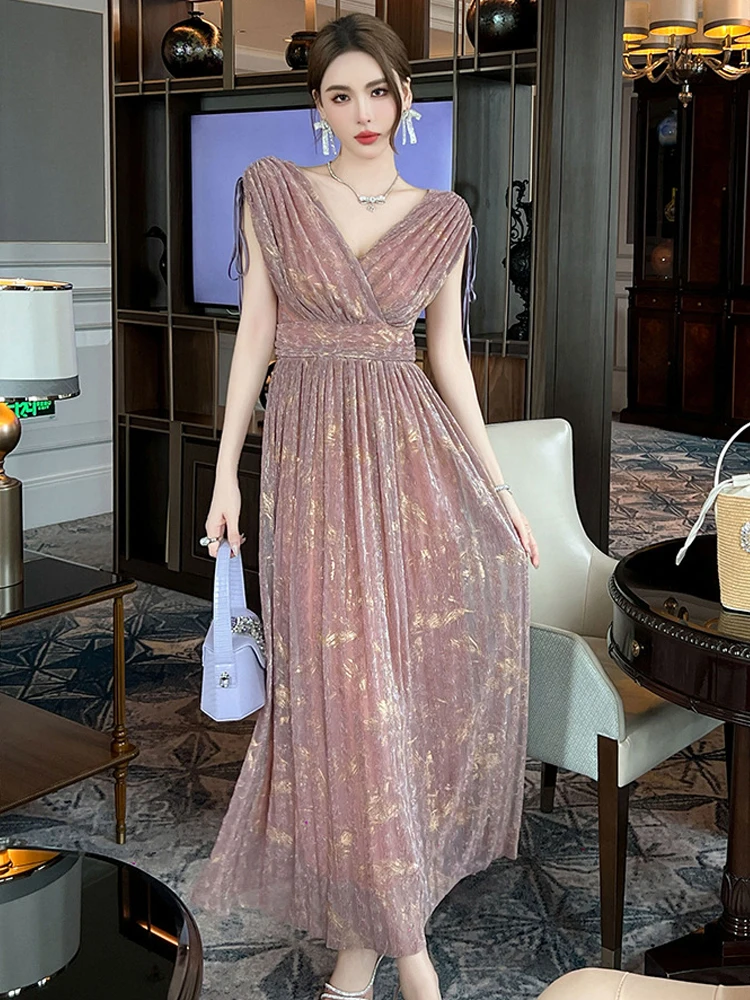 French Elegant Bright Silk Evening Dress Women Clothes Sweet Sexy Folds Backless Pleated Robe Female Party Dance Vestidos Fiesta
French Elegant Bright Silk Evening Dress Women Clothes Sweet Sexy Folds Backless Pleated Robe Female Party Dance Vestidos Fiesta