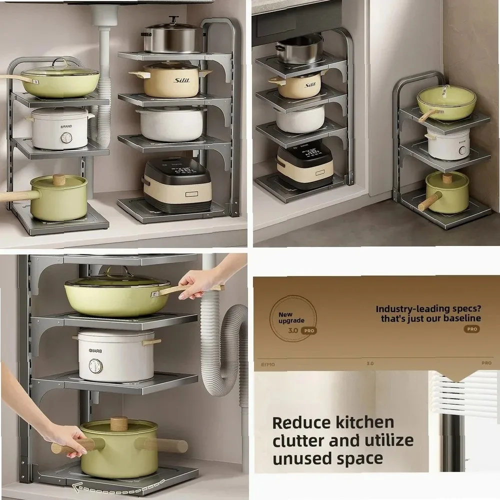 Multilayer Kitchen Storage Shelf Stainless Steel Space Saving Organizer for Pots Pans Under Sink Cabinet
Multilayer Kitchen Storage Shelf Stainless Steel Space Saving Organizer for Pots Pans Under Sink Cabinet