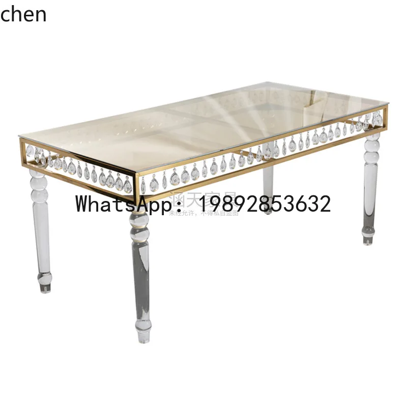 X7 Acrylic Foot Gold Stainless Steel Frame Glass Crystal Pendant Dining Table
X7 Acrylic Foot Gold Stainless Steel Frame Glass Crystal Pendant Dining Table