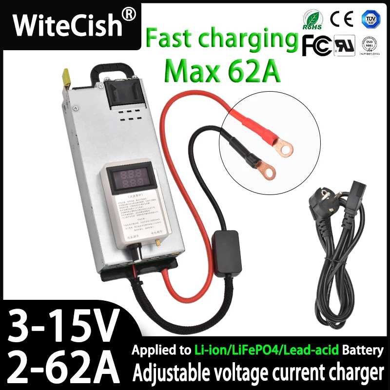 Lifepo4 12V 14.6V 60A 40A 20A Lifepo4 Battery 3-15V 2-62A Adjustable Emergency rapid charger Applicable 12.6V and 13.8V Battery
Lifepo4 12V 14.6V 60A 40A 20A Lifepo4 Battery 3-15V 2-62A Adjustable Emergency rapid charger Applicable 12.6V and 13.8V Battery