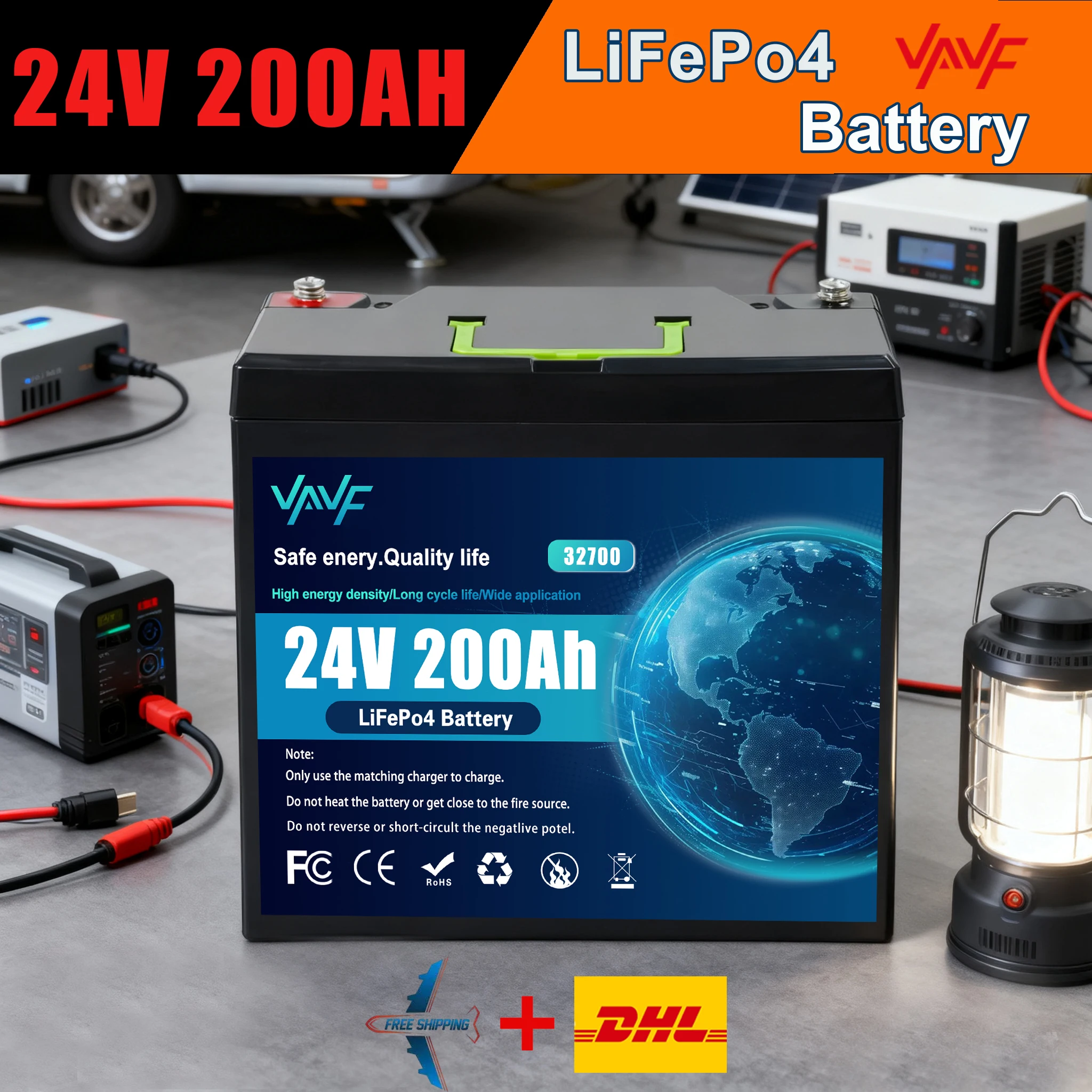 LiFePO4 Battery 24V 200Ah with Built-in BMS,8000+ CyclesPerfect for Solar Power Systems,RVs, Marine VesselsOff-Road Trips
LiFePO4 Battery 24V 200Ah with Built-in BMS,8000+ CyclesPerfect for Solar Power Systems,RVs, Marine VesselsOff-Road Trips