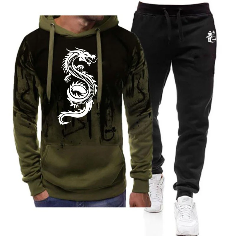 2024, весенне-осенний мужской новый комплект градиентного цвета, толстовки с капюшоном на шнурке и принтом китайского дракона, спортивный костюм с длинными брюками
2024, весенне-осенний мужской новый комплект градиентного цвета, толстовки с капюшоном на шнурке и принтом китайского дракона, спортивный костюм с длинными брюками