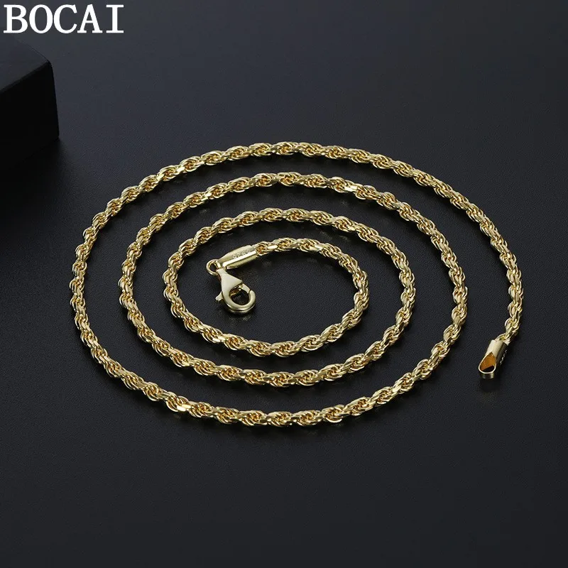 BOCAI New S925 Sterling Silver Fashionable And Simple Electroplated Twisted Hemp Rope Necklace Women's Selected Gift
BOCAI New S925 Sterling Silver Fashionable And Simple Electroplated Twisted Hemp Rope Necklace Women's Selected Gift