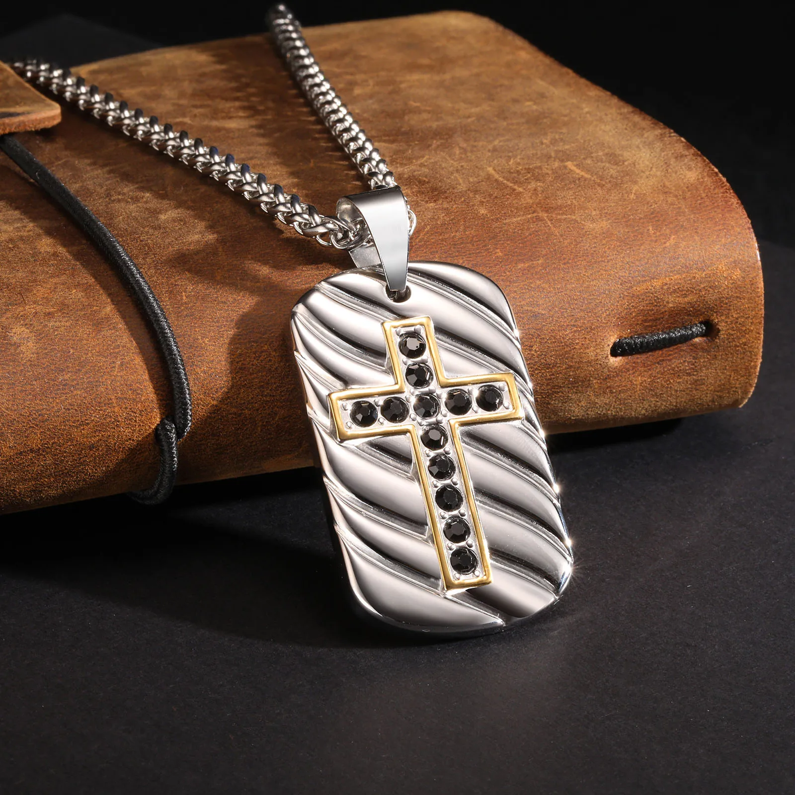 Punk Dog Tag Necklaces for Men Boys,Black Zircon Cross Symbol Stainless Steel Necklaces,Stylish Jewelry Gifts
Punk Dog Tag Necklaces for Men Boys,Black Zircon Cross Symbol Stainless Steel Necklaces,Stylish Jewelry Gifts