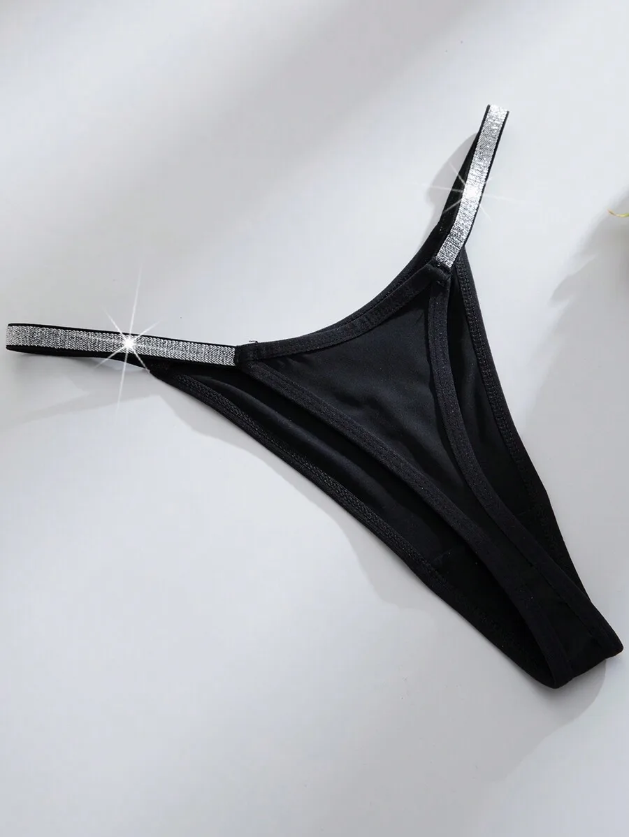 Black G-String Panties With Sequined Trim For Women
Black G-String Panties With Sequined Trim For Women