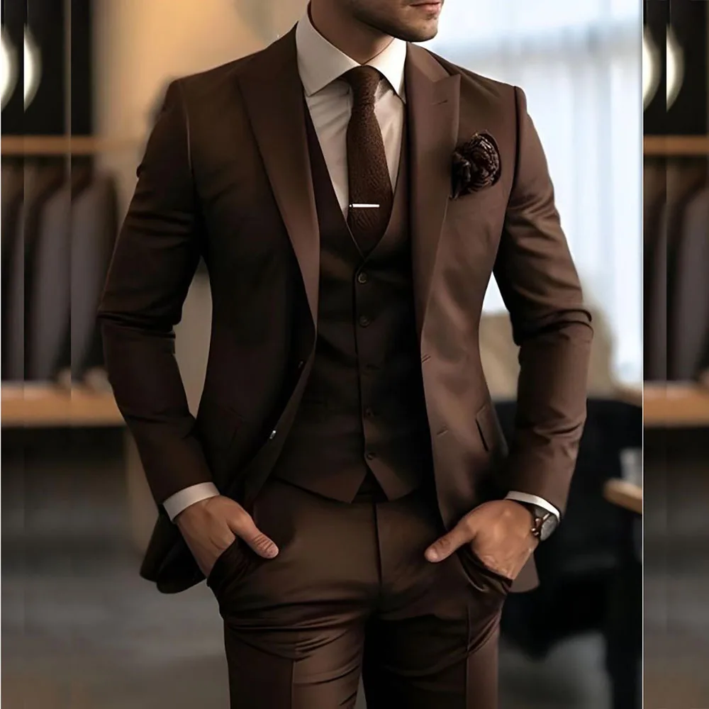 High Quality 3 Piece Jacket Pants Vest Male Clothing Chic Single Breasted Peak Lapel Slim Fit Men's Suits for Wedding 2025
High Quality 3 Piece Jacket Pants Vest Male Clothing Chic Single Breasted Peak Lapel Slim Fit Men's Suits for Wedding 2025