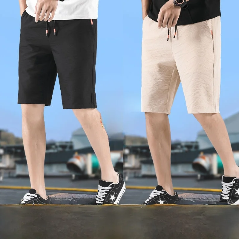 Loose Ice Silk Sports orts for Men Summer Thin Five-Quarter Casual Beachwear Straight Leg Basic Color Polyester Blend
Loose Ice Silk Sports orts for Men Summer Thin Five-Quarter Casual Beachwear Straight Leg Basic Color Polyester Blend