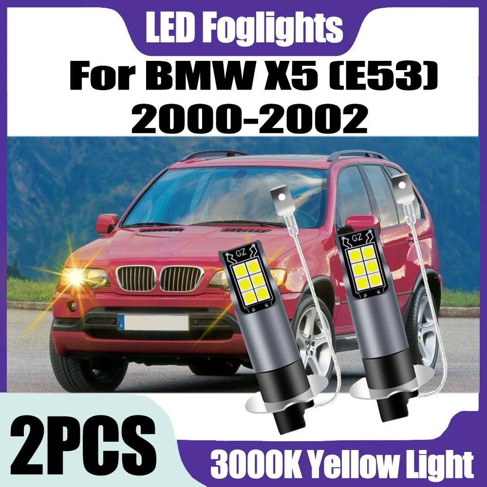 2PCS Canbus No error H3 LED Car Fog Light Bulbs 90W Front Headlight 3000K Yellow Light 12V 24V For BMW X5 (E53) 2000 2001 2002
2PCS Canbus No error H3 LED Car Fog Light Bulbs 90W Front Headlight 3000K Yellow Light 12V 24V For BMW X5 (E53) 2000 2001 2002