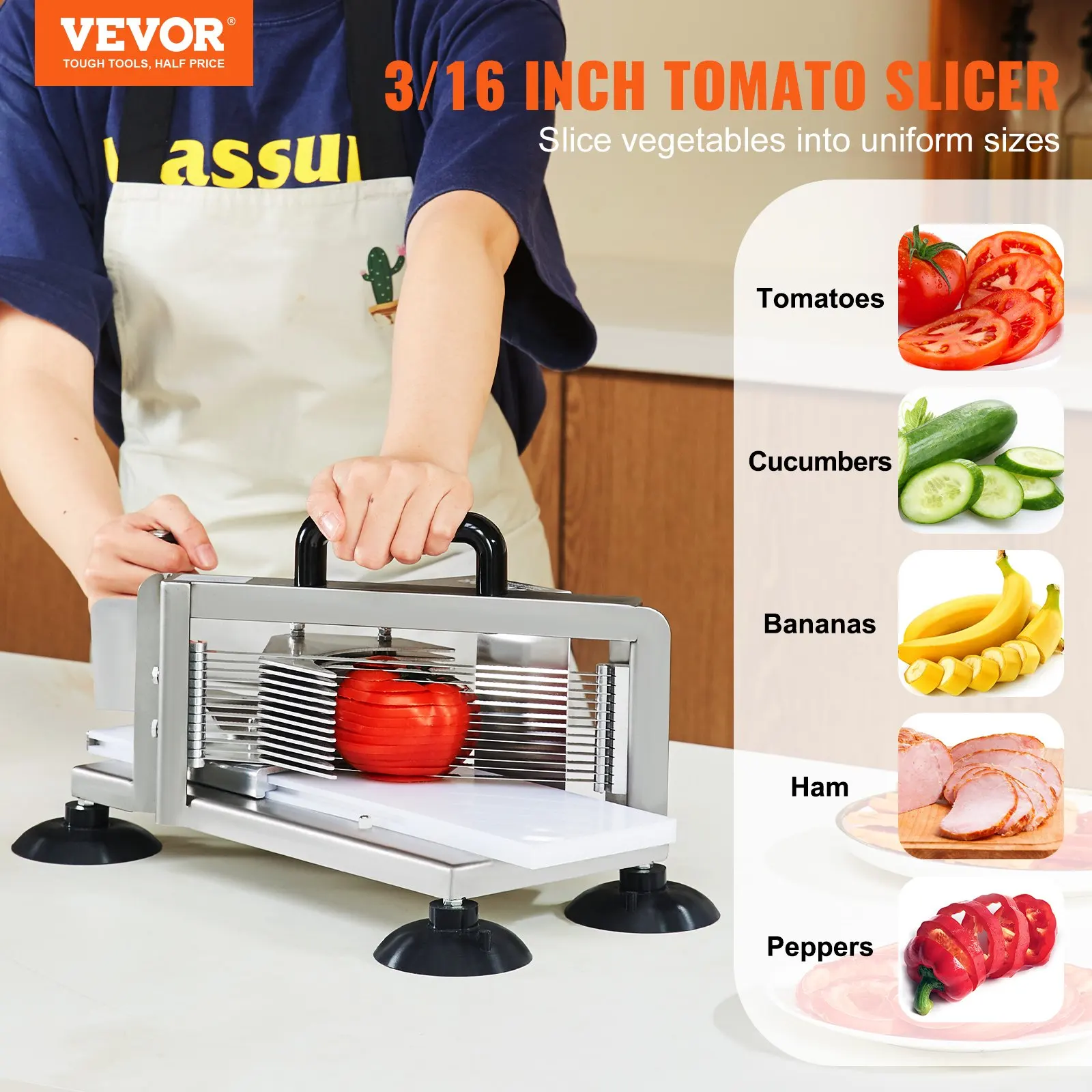 Commercial Tomato Slicer, 3/16 Inch Tomato Cutter Slicer, Stainless Steel Heavy Duty Tomato Slicer Machine, Manual Tomato Slicer With Non-slip Feet, For Cutting Tomatoes, Cucumbers, Bananas
Commercial Tomato Slicer, 3/16 Inch Tomato Cutter Slicer, Stainless Steel Heavy Duty Tomato Slicer Machine, Manual Tomato Slicer With Non-slip Feet, For Cutting Tomatoes, Cucumbers, Bananas