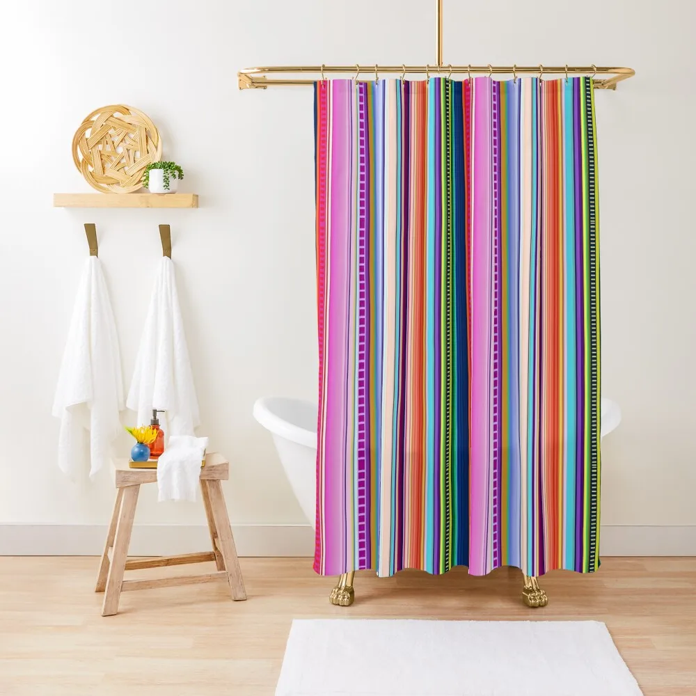 Rainbow colorful serape Mexican blanket inspired stripe Shower Curtain Modern Bathroom Accessories Luxury Bathroom Curtain 
Rainbow colorful serape Mexican blanket inspired stripe Shower Curtain Modern Bathroom Accessories Luxury Bathroom Curtain