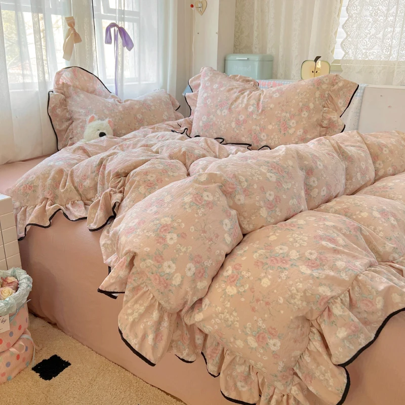 For 3pcs Korean style Duvet Cover Set (1*Duvet Cover + 2*Pillowcase, Without Core),Princess lace Bedding Set, Soft Comfortable
For 3pcs Korean style Duvet Cover Set (1*Duvet Cover + 2*Pillowcase, Without Core),Princess lace Bedding Set, Soft Comfortable