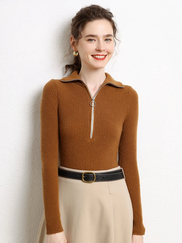 2025 New Women's Fashion Zippered Turn-Down Collar Pullover 100% Cashmere Sweater Autumn Winter Warm Cable Stitch Clothing Tops
2025 New Women's Fashion Zippered Turn-Down Collar Pullover 100% Cashmere Sweater Autumn Winter Warm Cable Stitch Clothing Tops