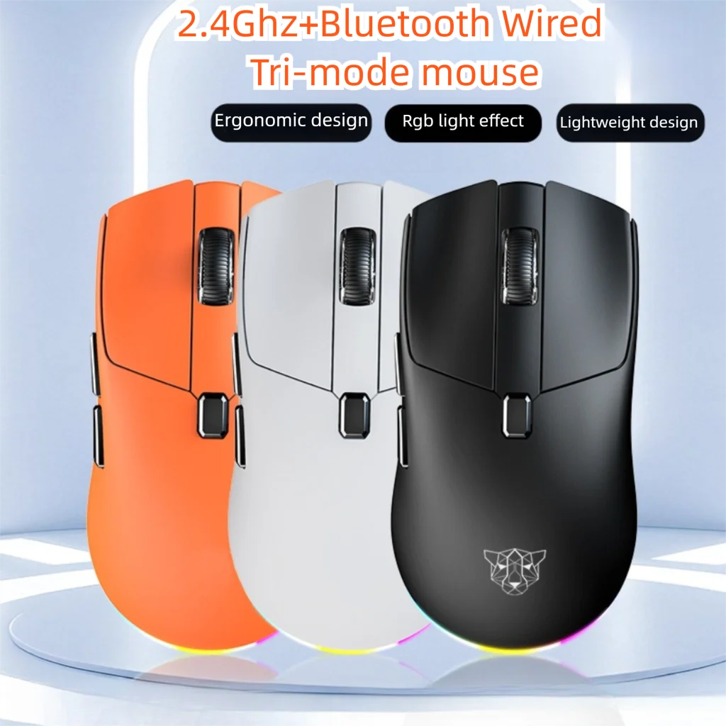 Lightweight Bluetooth+2.4Ghz+Wired Tri-Mode Wireless Mice RGB Light PAW3311 Sensor Silent Ergonomics Mouse For Desktop Computer
Lightweight Bluetooth+2.4Ghz+Wired Tri-Mode Wireless Mice RGB Light PAW3311 Sensor Silent Ergonomics Mouse For Desktop Computer