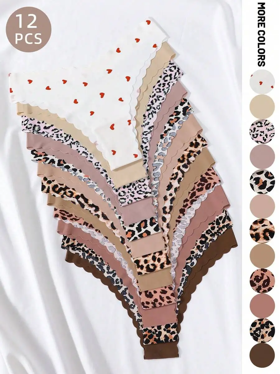 12pcs Women Comfortable Breathable Seamless Panties With Wavy Edge Animal Print V Waistband
12pcs Women Comfortable Breathable Seamless Panties With Wavy Edge Animal Print V Waistband